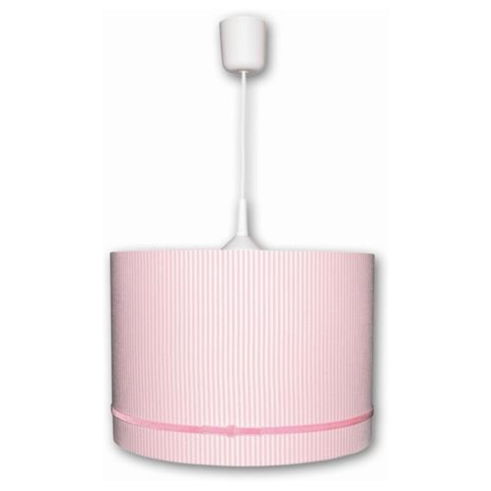 Designerpendelleuchte Streifen rosa/weiß mit Samtband 1-flg.