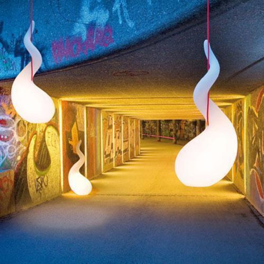 Next Pendelleuchte Alien M in Weiß mit silbernem Kabel E27