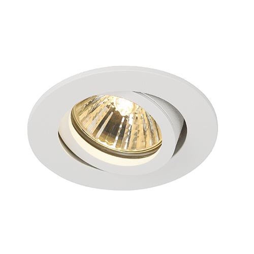 Einflammiger Einbaustrahler New Tria, GU10, Blattfedern, Hochvolt, rund, weiß, Ø 78 mm