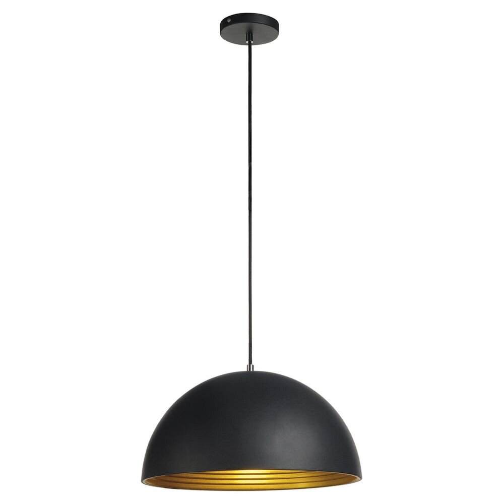 Pendelleuchte Forchini in mattiert schwarz, gold, 400 mm, Innenfläche geriffelt