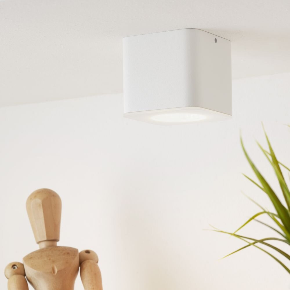 LED Aufbaustrahler Oso eckig in weiß-matt 8W 630lm dimmbar IP44
