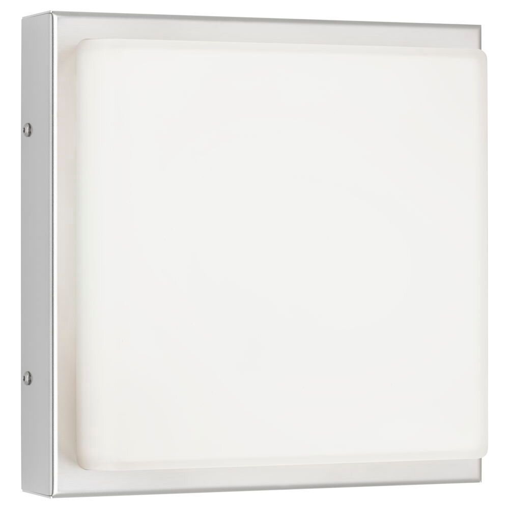 LED Wandleuchte A-282542, Edelstahl, 13W, 910lm, 3000K, Aluguss, Opalglas, IP44, 250x250x95mm