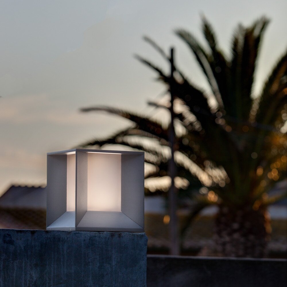 LED Sockelleuchte Mila aus Aluminium in Grau