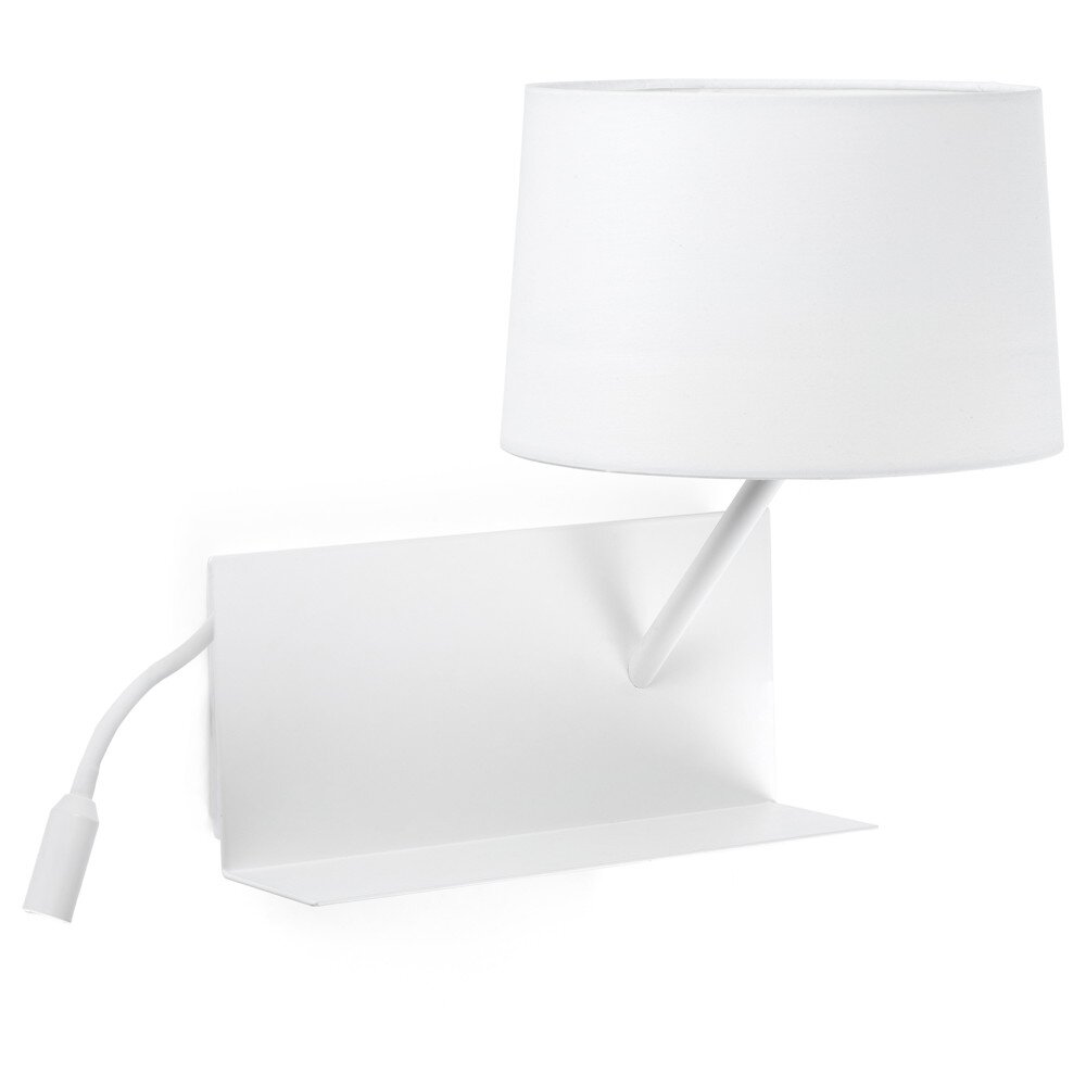 Innovative Wandleuchte Handy aus Stahl, Schirm aus Textil inkl. USB-Port, inkl. Lesearm, Ausrichtung links