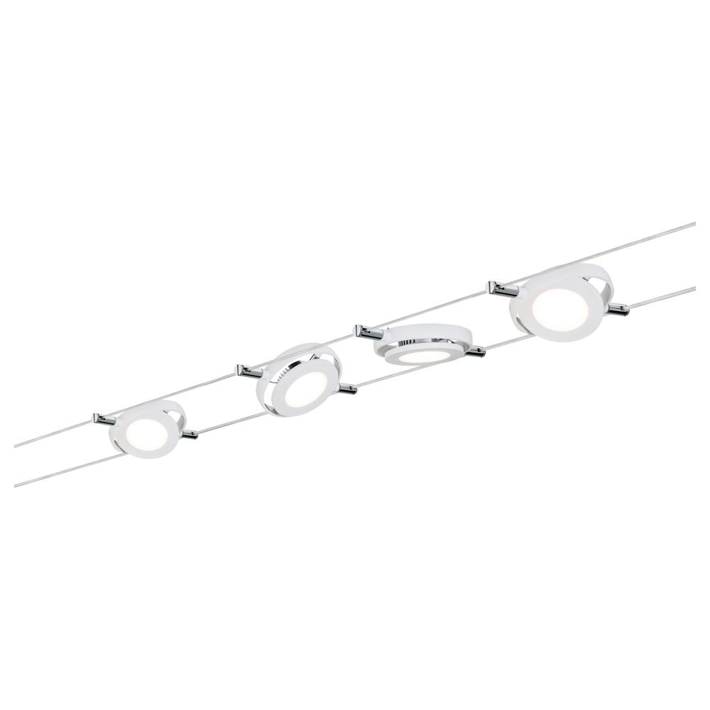 Paulmann LED Deckenleuchte Wohnzimmerlampe LED 4x4W RoundMac 230V/12V DC Weiß matt, Seilsystem