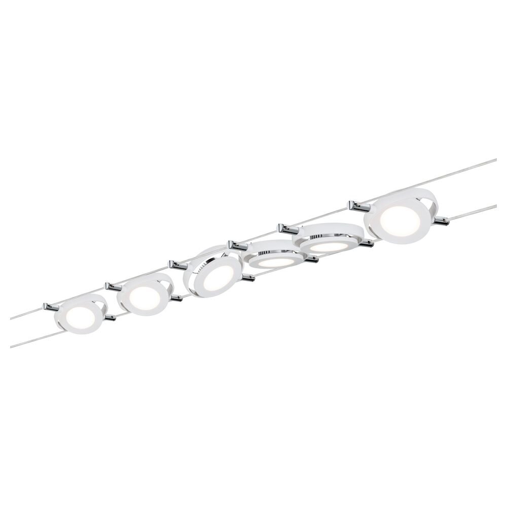 Paulmann LED Deckenleuchte Wohnzimmerlampe LED 6x4W RoundMac 230V/12V DC Weiß matt, Seilsystem