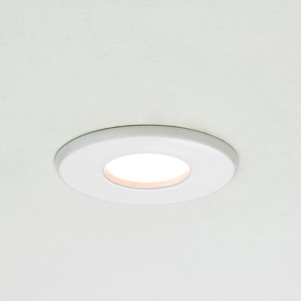 Stilvolle LED Einbauleuchte Kamo in weiß, dimmbar, IP65, ø 90 mm