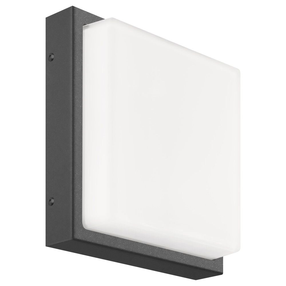 LED Wandleuchte A-310563, Graphit, 13W, 910lm, 3000K, Aluguss, Opalglas, IP44, 250x250x95mm