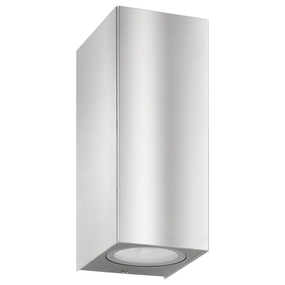 LED Wandleuchte A-310600, Edelstahl, Aluguss, 2x 7W, 928lm, 3000K, Floatglas, IP54, 145x62x82mm