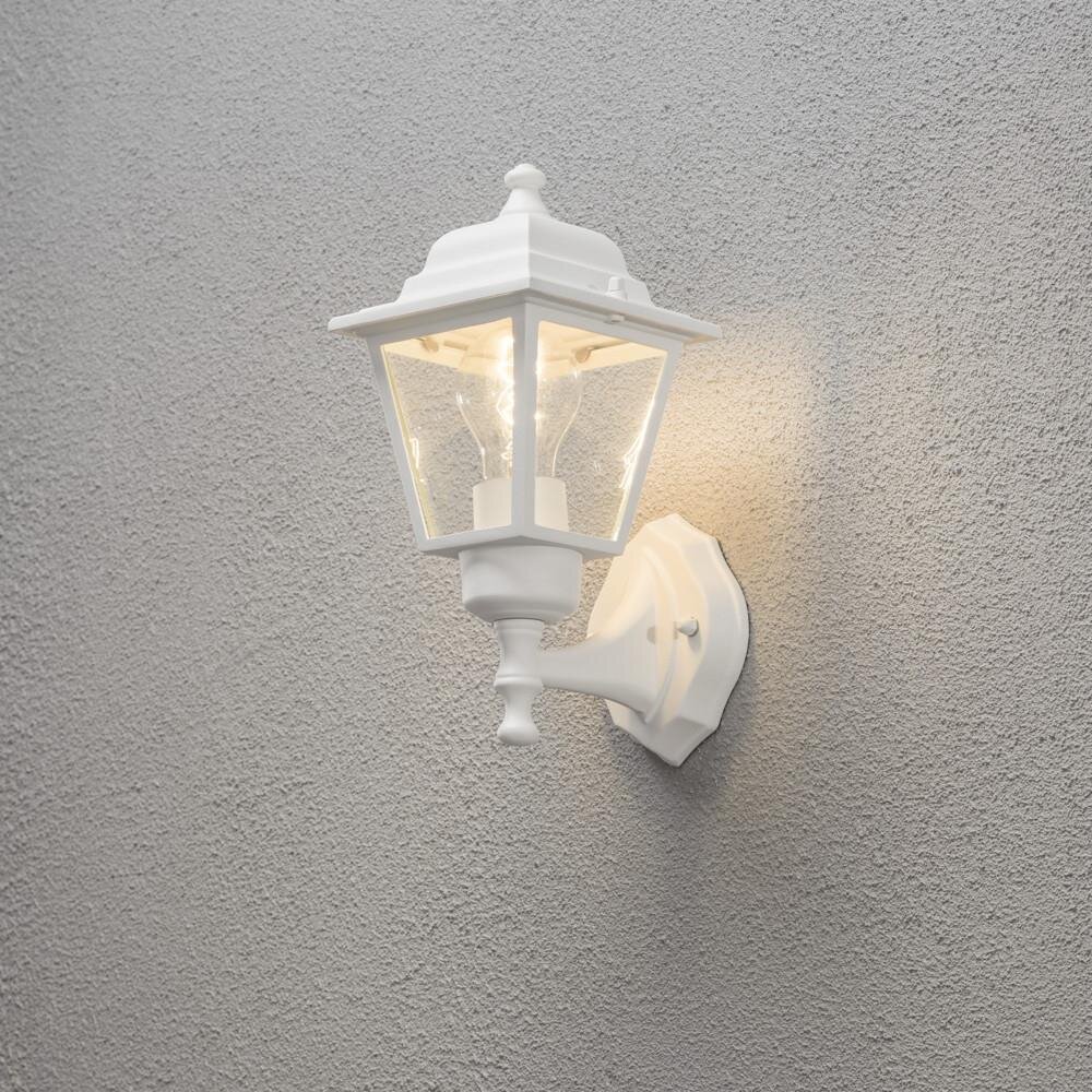 Hochwertige Wandleuchte aus Aluminium in weiß und Glas in klar, E27 Fassung, IP23