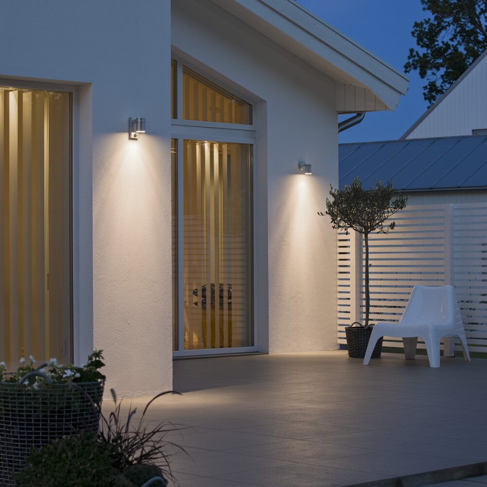 Hochwertige Wandleuchte Modena aus galvanisiertem Stahl, mit Bewegungsmelde günstig online kaufen