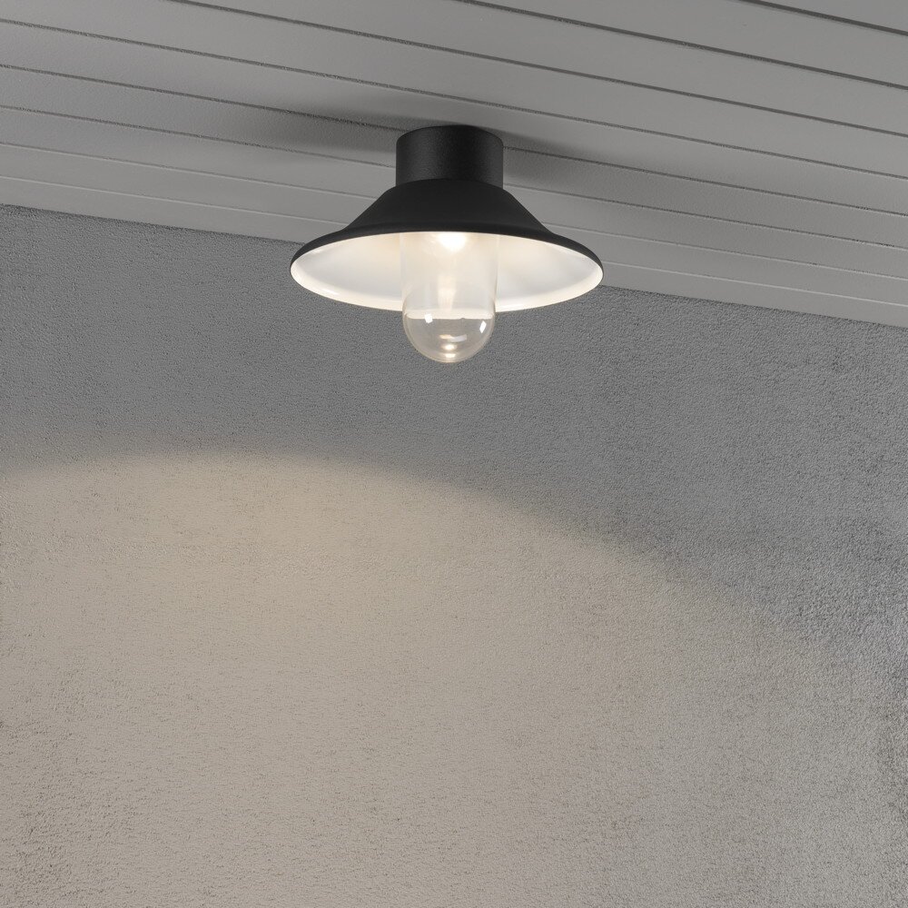 Modische LED Deckenleuchte aus Aluminium in schwarz und Glas in klar