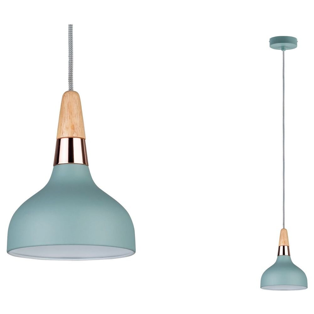 Paulmann Juna Hänge- & Pendellampe & Hängeleuchte schlicht Softgrün Kupfer Metall Holz E14 1-flammig