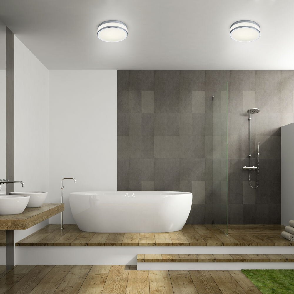 LED Deckenleuchte Zelo in weiß und Chrom mit Bewegungsmelder 18W 1420lm IP44 280mm