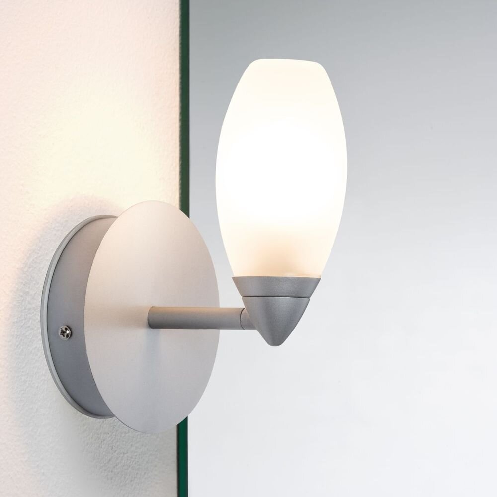 Paulmann Carina Badezimmerlampe, Badleuchte & lampe für das Badezimmer IP44 schlicht Chrom Weiß-satiniert Metall Glas G9 1-flammig