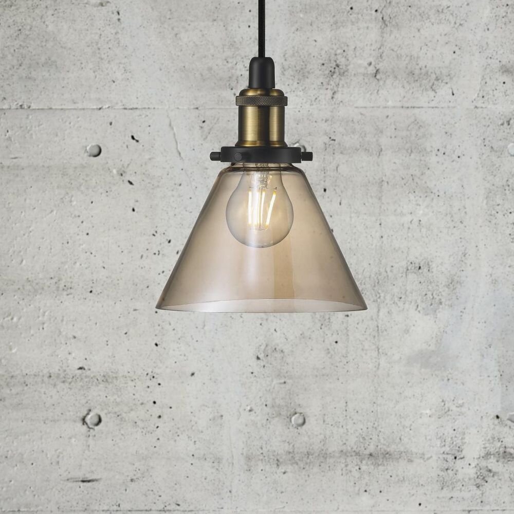 Glas Pendelleuchte Disa amber E27