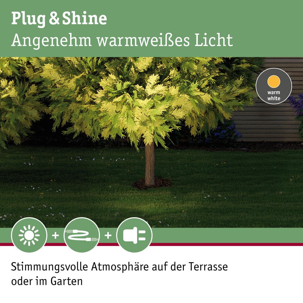 Paulmann Plug & Shine Einbaustrahler & Einbauleuchte Garten Terrasse Garage & Carport LED IP67 modern Silber Metall 1-flammig