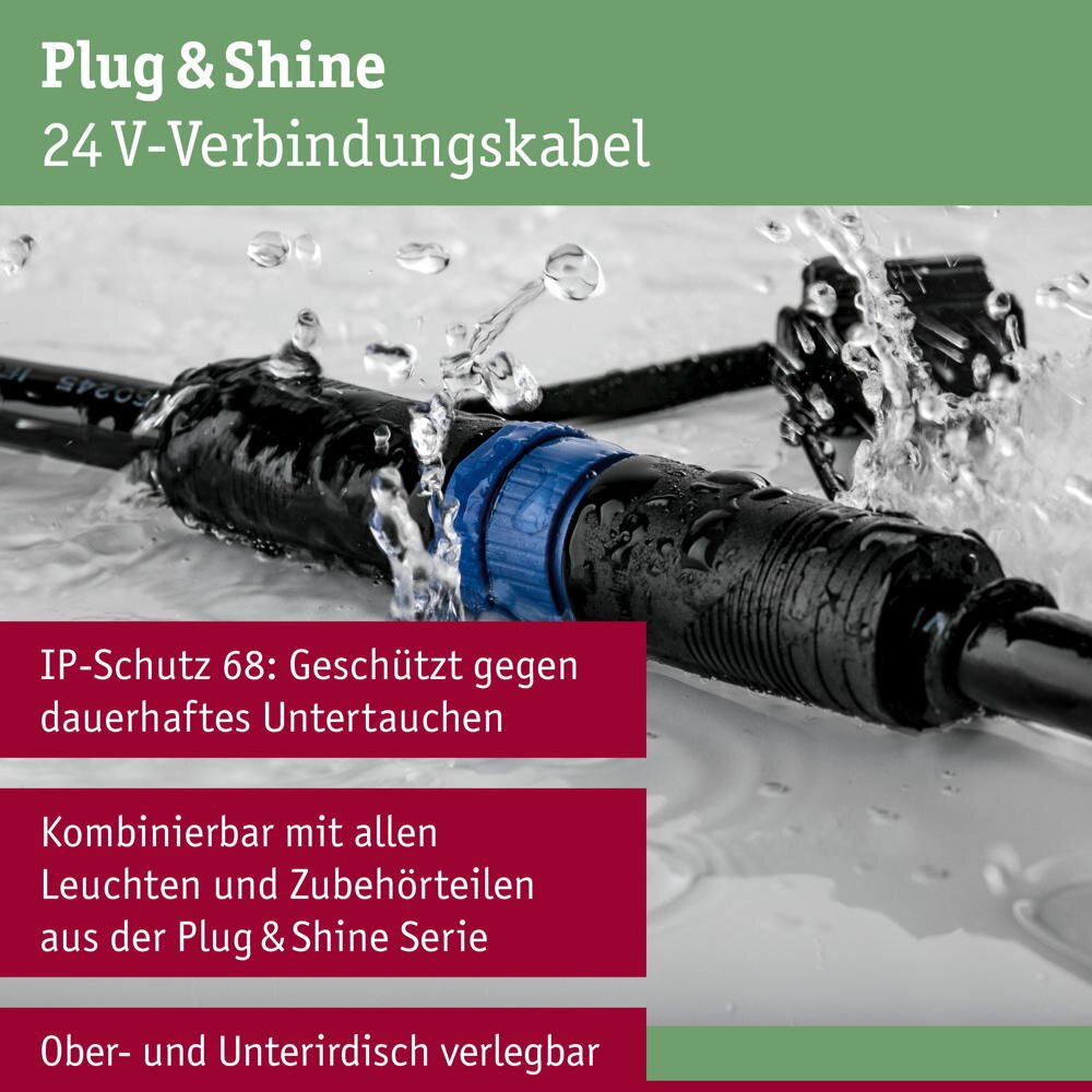 Plug & Shine Kabel IP68 1m Schwarz in schwarz günstig online kaufen