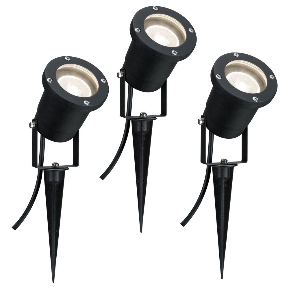 Paulmann LED Gartenstrahler Pflanzenleuchte mit Erdspieß 3x3,5W GU10 Schwarz