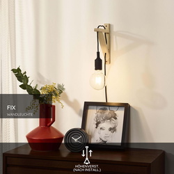Wandleuchte Fix wall, Holz, mit Schalter, schwarz