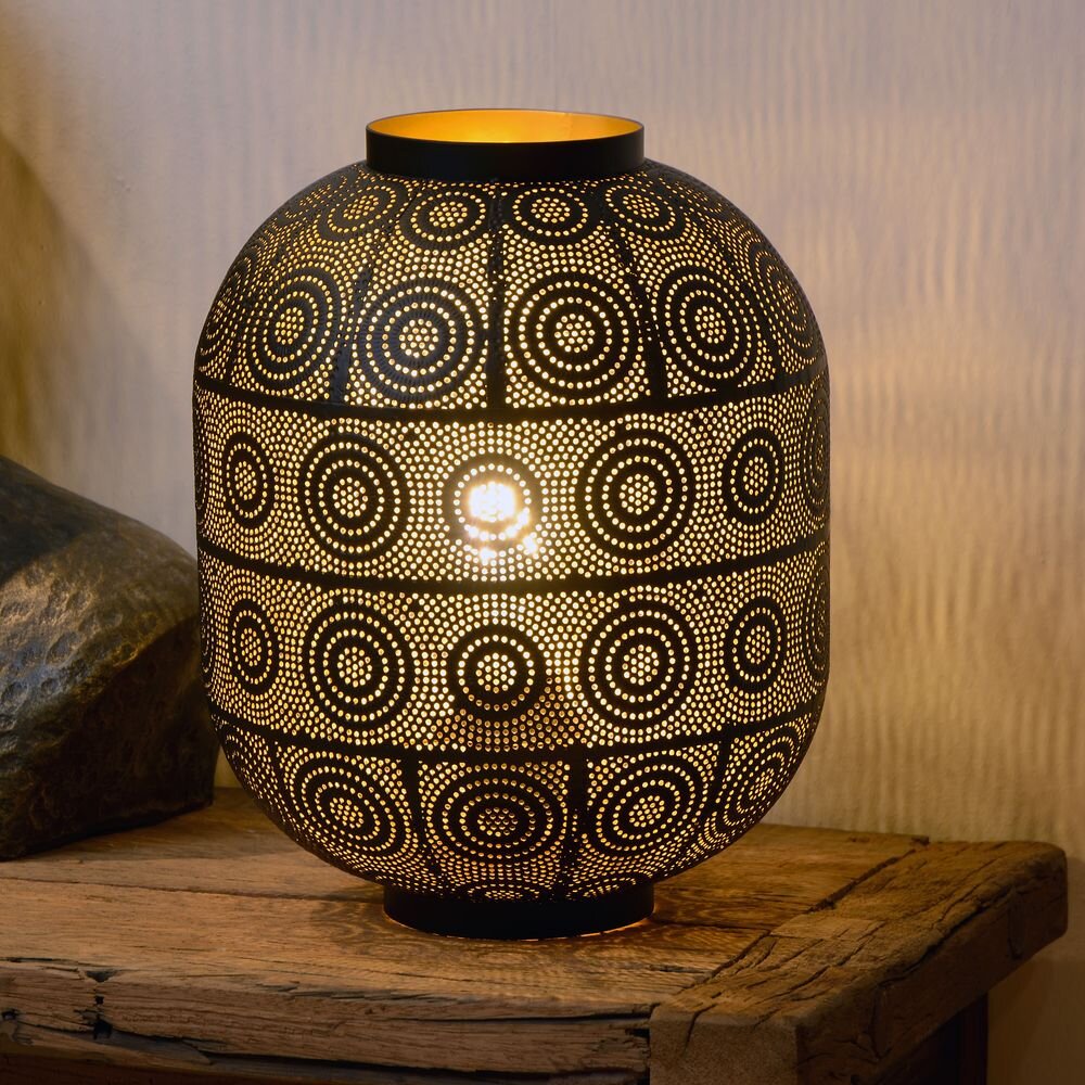 Orientalische Tischleuchte Tahar in schwarz, 250mm