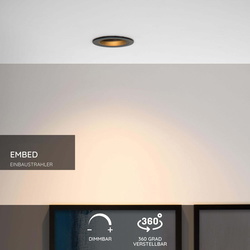 Deckeneinbauspot Embed in schwarz, rund