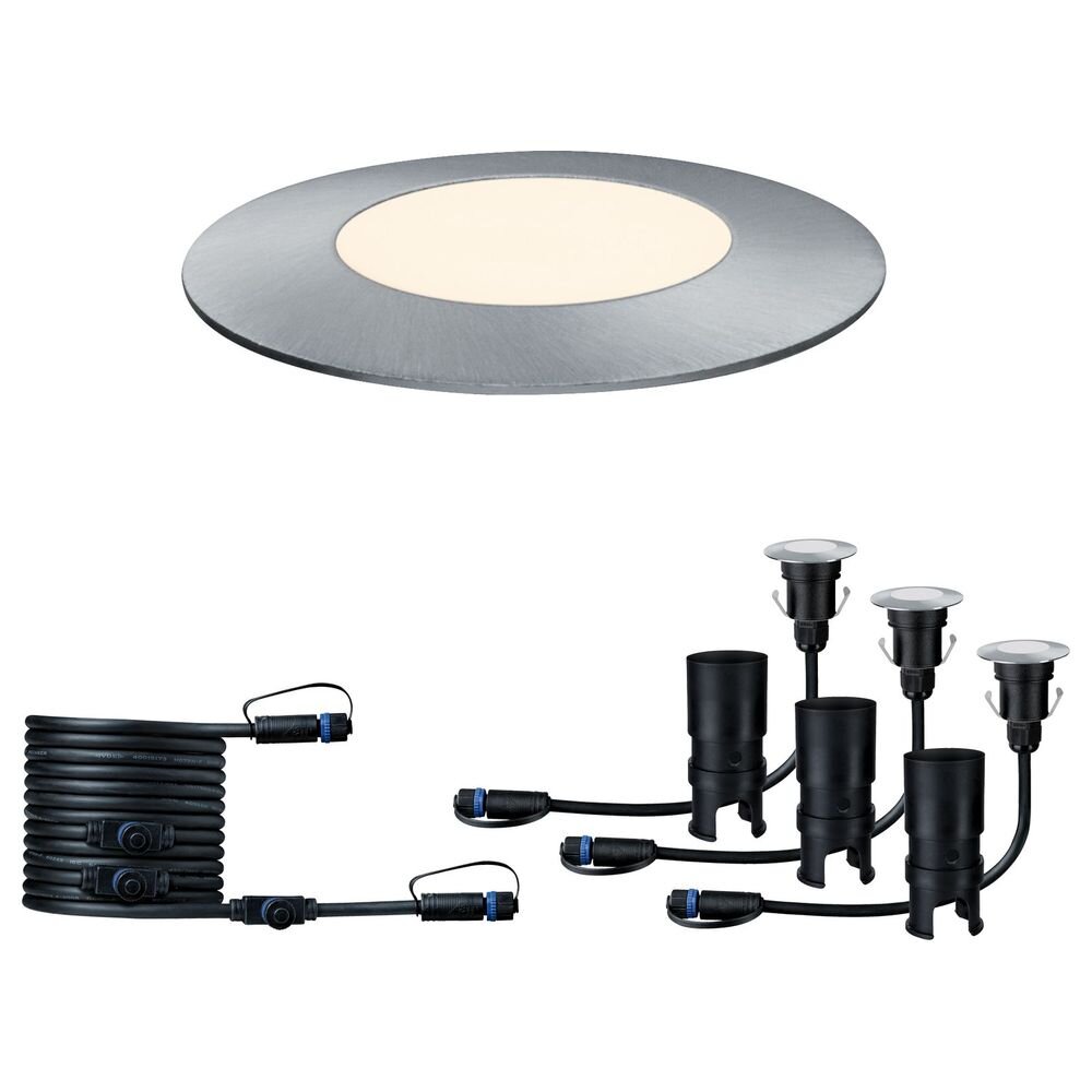 Paulmann Plug & Shine Einbaustrahler & Einbauleuchte Garten Terrasse Garage & Carport LED IP65 modern Silber Edelstahl Kunststoff 3-flammig