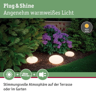LED Plug & Shine Stein in weiß IP67 warmweiß 24V 350mm | Paulmann 