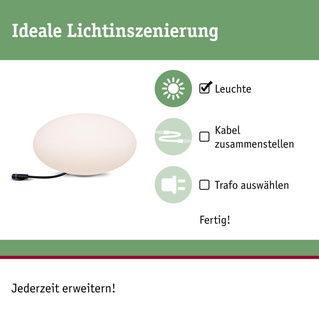 LED Plug & Shine Stein in weiß IP67 warmweiß 24V 350mm | Paulmann 
