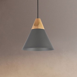 Pendelleuchte Bicones Holz trichterförmig schwarz