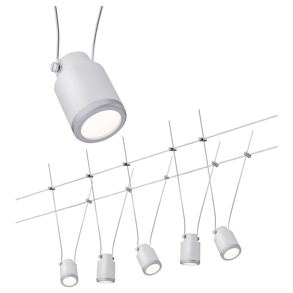 Paulmann TunLED Seilsysteme LED schlicht Weiß Chrom-matt Kunststoff 5-flammig