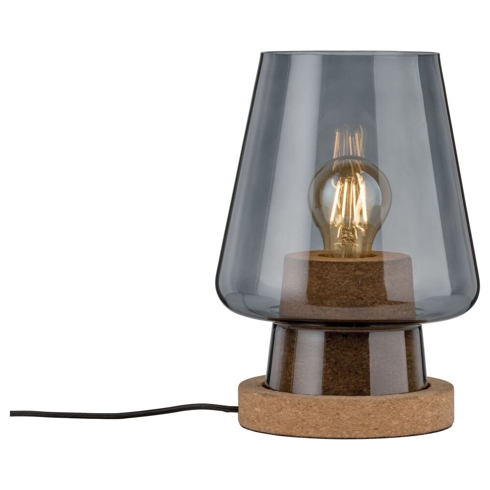 Paulmann LED Tischleuchte Iben Rauchglas/Kork max. 20W E27