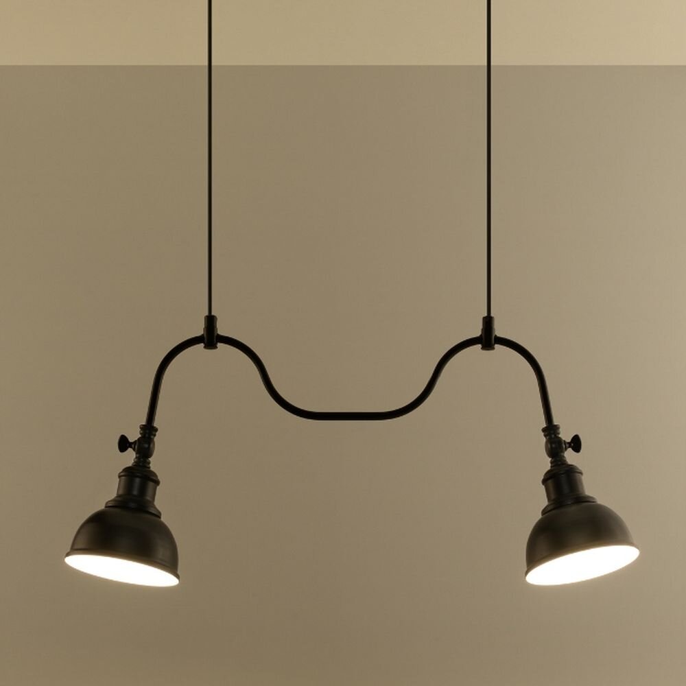 famlights | Pendelleuchte Inga aus Stahl in Schwarz E27 2 x 60 W