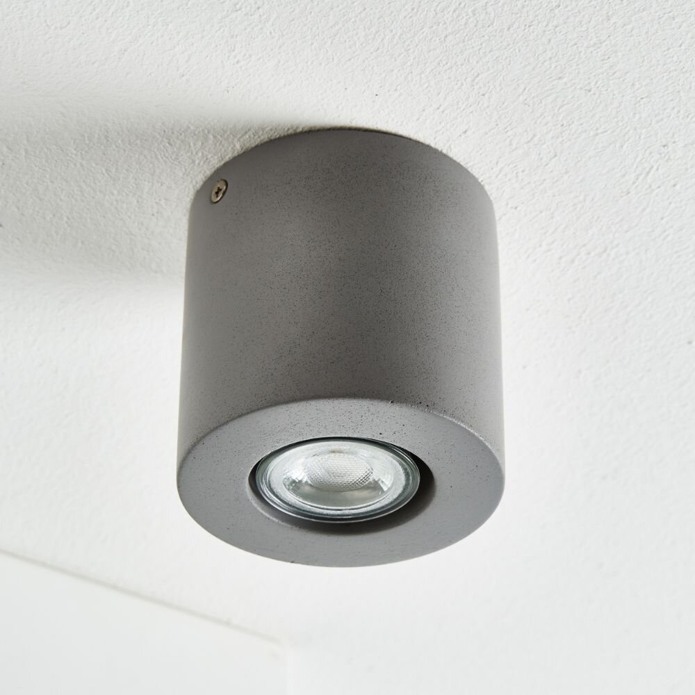 famlights | Deckenleuchte Monique aus Beton in Grau GU10 1 x 6 W günstig online kaufen