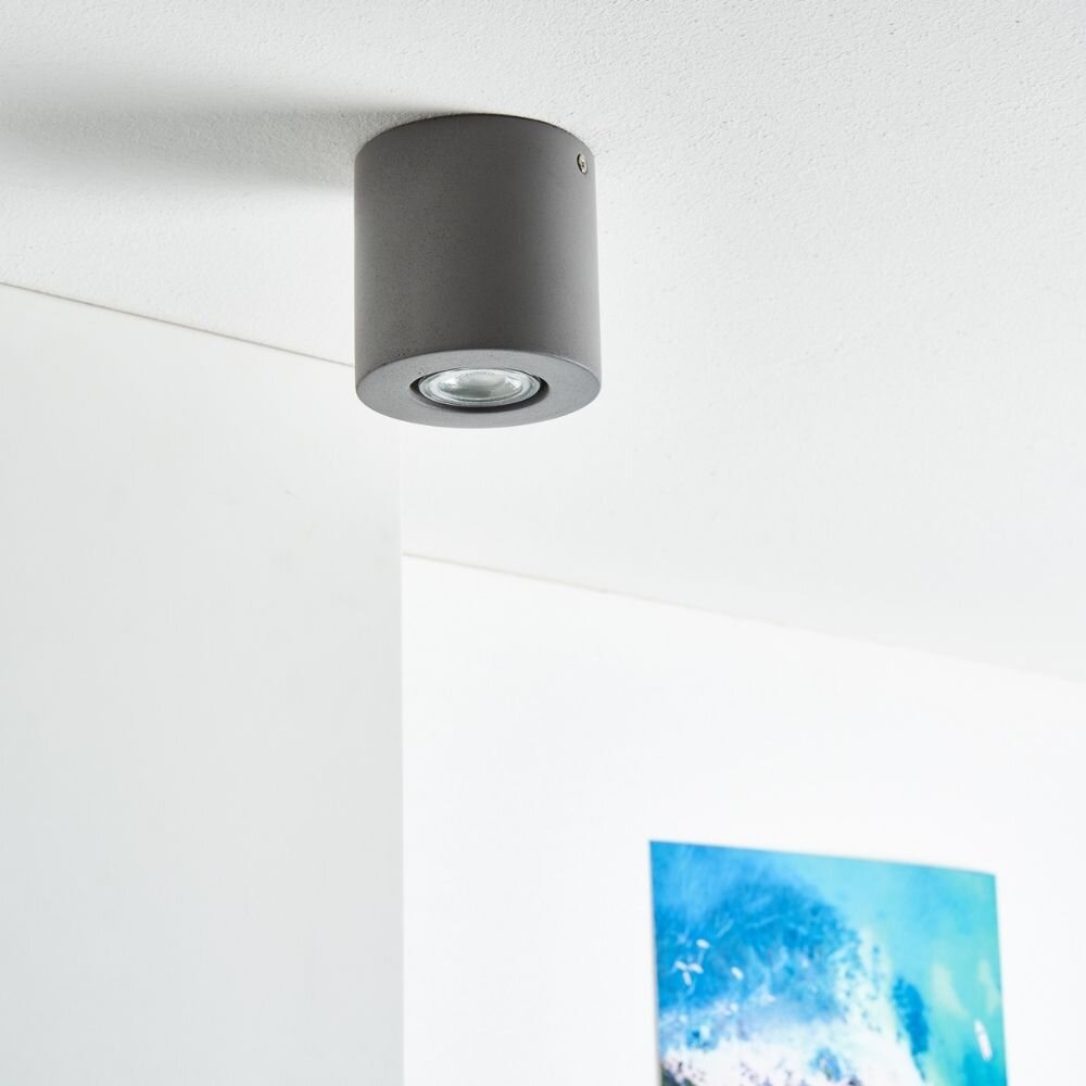 famlights | Deckenleuchte Monique aus Beton in Grau GU10 1 x 6 W günstig online kaufen