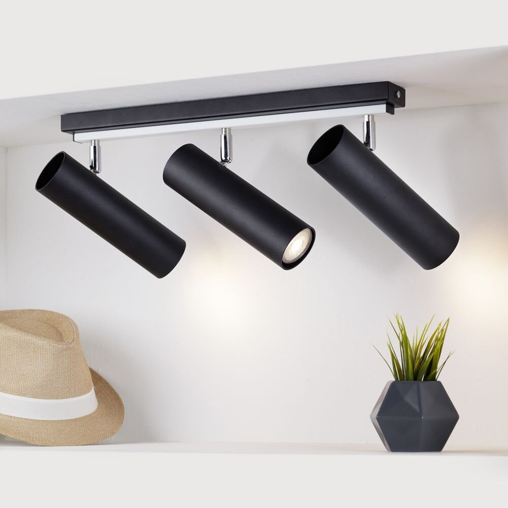 famlights | Deckenleuchte Kaja aus Stahl in Schwarz GU10 3 x 40 W günstig online kaufen