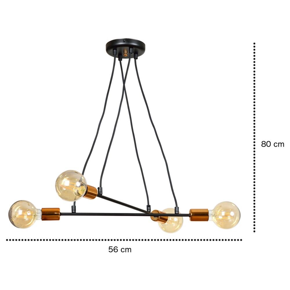 famlights | Pendelleuchte Nora aus Metall in Schwarz und Kupfer 4xE27 max.6 günstig online kaufen