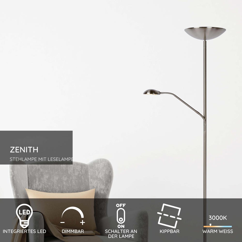 LED Stehleuchte Zenith in Chrom-Matt 20W 1600lm günstig online kaufen