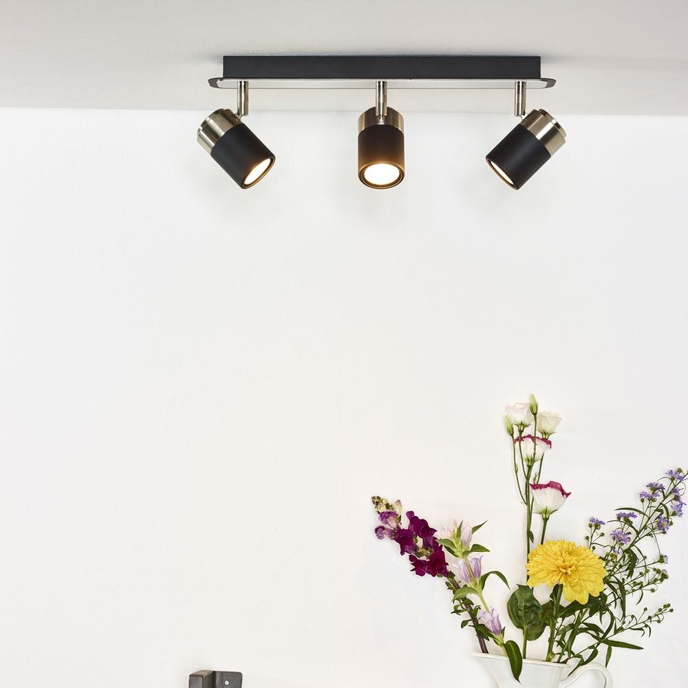 LED Deckenleuchte Lennert in Schwarz und Chrom-Matt GU10 3x5W 960lm