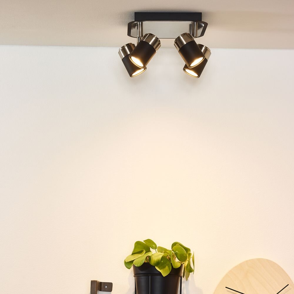 LED Deckenleuchte Lennert in Schwarz und Chrom-Matt GU10 4x5W 1280lm