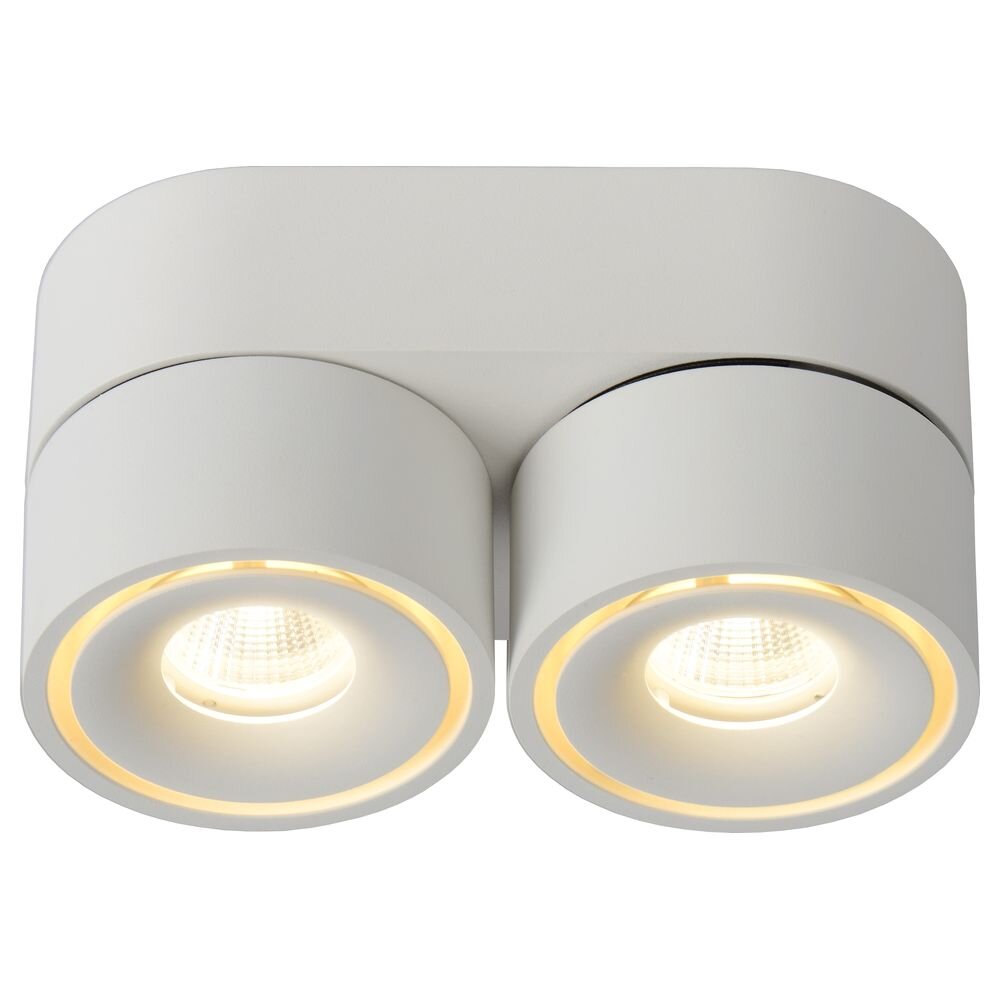 Lucide Yumiko Deckenstrahler, Deckenspots & Aufbaustrahler Wohnzimmer Flur Esszimmer LED schlicht Weiß Aluminium 2-flammig
