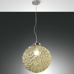 Pendelleuchte Ego in Chrom und Amber E27 400mm