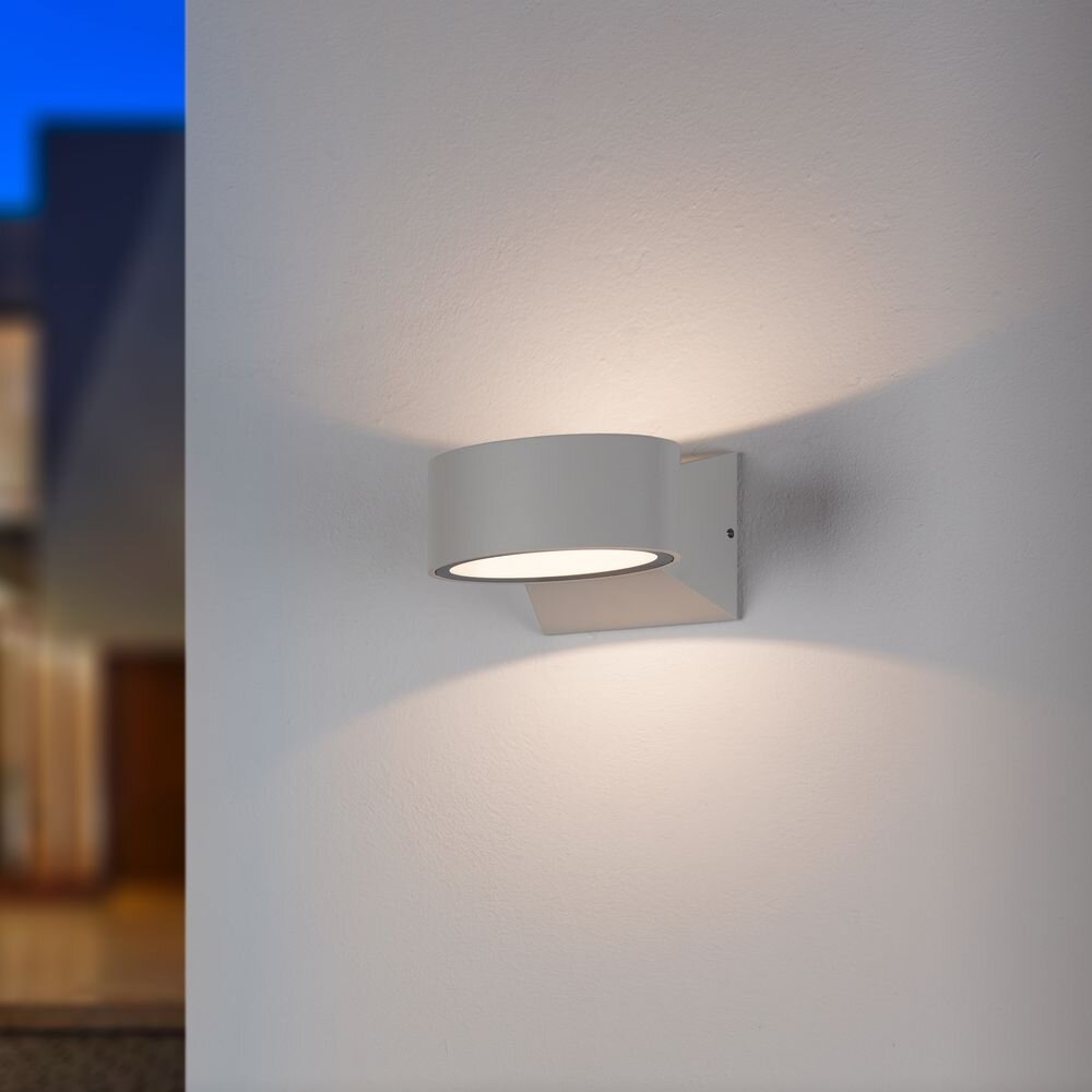 famlights | LED Außenwandleuchte Nina aus Aluminium in Weiß-matt