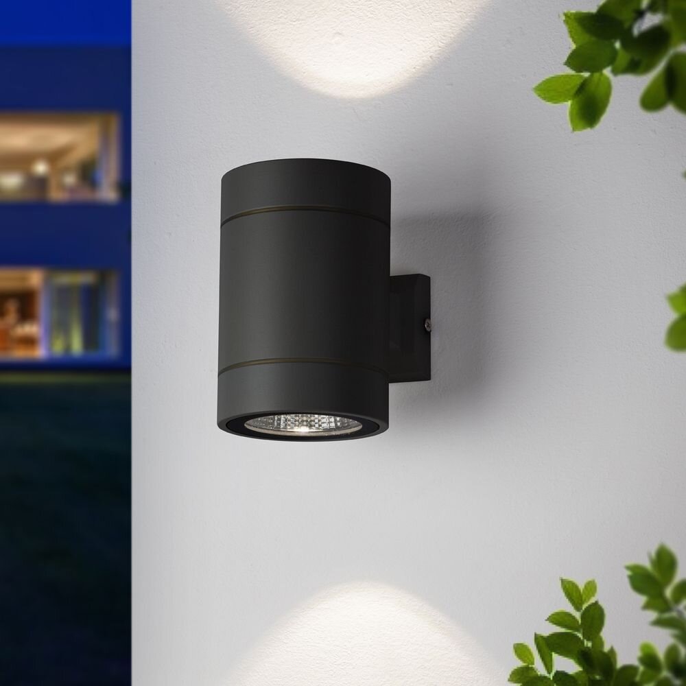 famlights | LED Außenwandleuchte Tristan aus Aluminium in Anthrazit Up- & Downlight