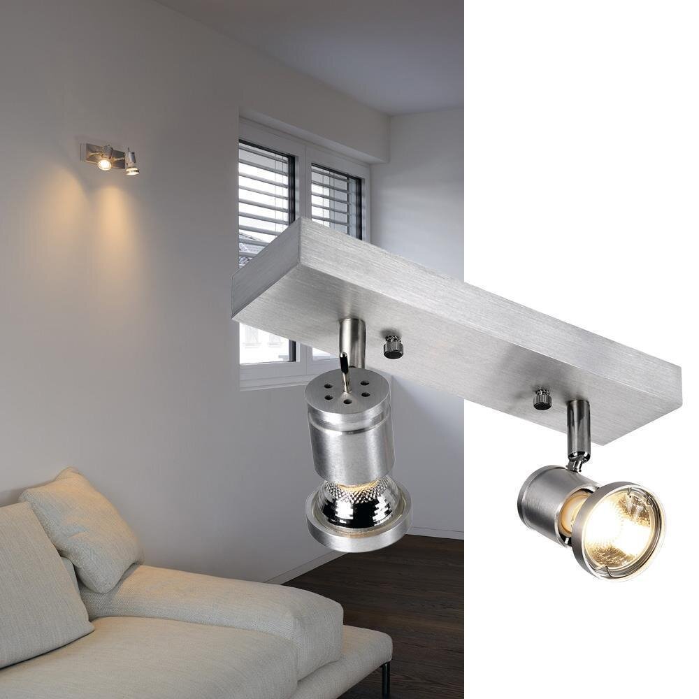 SLV Souvereen Deckenstrahler, Deckenspots & Aufbaustrahler Wohnzimmer Flur zeitlos Aluminium-gebürstet GU10 1-flammig