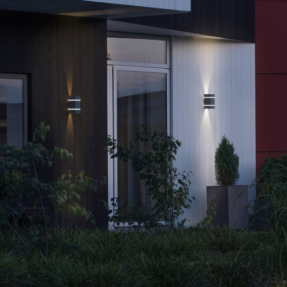 LED Außenwandleuchte Cremona aus Aluminium in Anthrazit Up- and Downlight