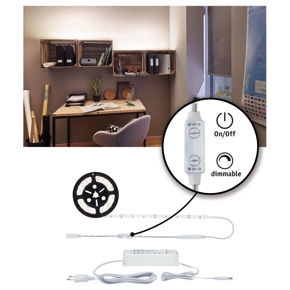 Paulmann FN SimpledLED Power Wohnzimmer Schlafzimmer Flur LED schlicht Weiß Kunststoff 1-flammig