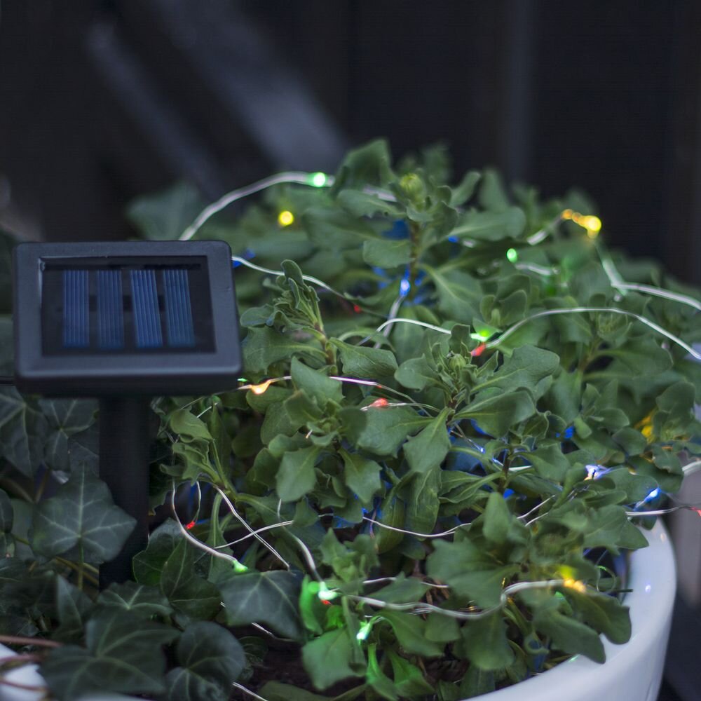 LED Solar Drahtlichterkette DewDrop 50 LEDs bunt