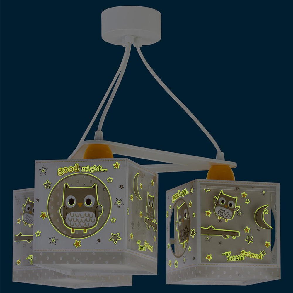 Kinderzimmer Pendelleuchte Good Night mit Eule fluoreszierend 3xE27 günstig online kaufen