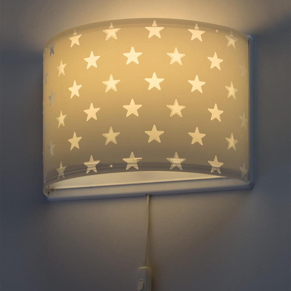 Kinderzimmer Wandleuchte Stars in Grau fluoreszierend E27